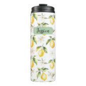 Monogram Citrus Lemon Frucht Botanisches Muster Thermosbecher (Vorderseite)