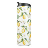 Monogram Citrus Lemon Frucht Botanisches Muster Thermosbecher (Nach rechts gedreht)