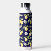 Monogram Citrus Lemon Frucht Botanisches Muster Trinkflasche (Links)