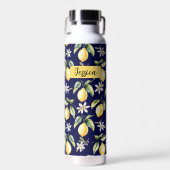 Monogram Citrus Lemon Frucht Botanisches Muster Trinkflasche (Vorne)