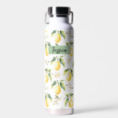 Monogram Citrus Lemon Frucht Botanisches Muster Trinkflasche (Vorne)