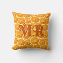 Monogram Citrus Orange Slice Kissen