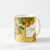 Monogram Citrus oranges Aquarelltöne rustikal Kaffeetasse (VorderseiteRechts)