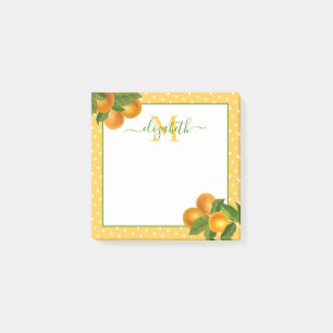 Monogram Citrus oranges Aquarelltöne rustikal Post-it Klebezettel