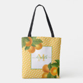 Monogram Citrus oranges Aquarelltöne rustikal Tasche (Rückseite)