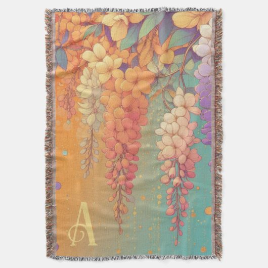 Monogram Citrus Sunset Wisteria Decke (Vorderseite Vertikal)