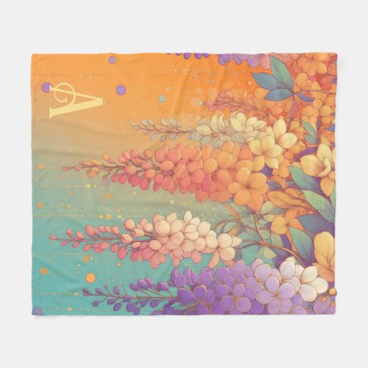 MonoGram Citrus Sunset Wisteria Fleecedecke (Vorderseite (Horizontal))