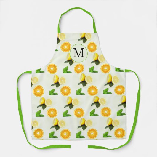 Monogram Citrus und Mint All-Over-Print-Schürze Schürze (Vorderseite)