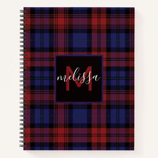 Monogram Clan MacLachlan Tartan Kariert Personalis Notizblock (Vorderseite)