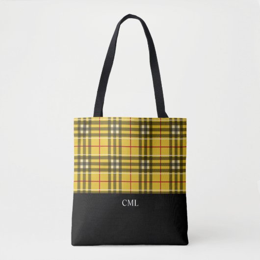 Monogram Clan MacLeod Black and Yellow Kariert Tasche (Vorderseite)
