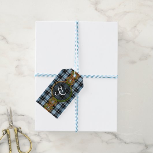 Monogram Clark Tartan Geschenkanhänger (Mit Garn)