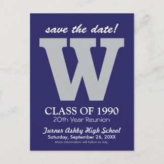 Monogram Class-Wiedersehen Rett-the-Date-Postkarte Ankündigungspostkarte