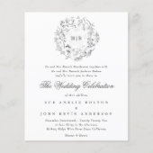 Monogram Classic Botanical Florals Budget Hochzeit Flyer (Vorne)