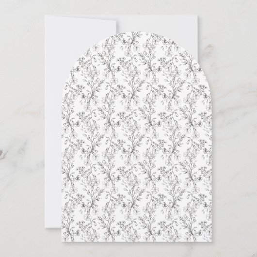 Monogram Classic Botanical Florals Wedding Arch Einladung (Rückseite)