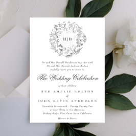 Monogram Classic Botanical Florals Wedding Einladung