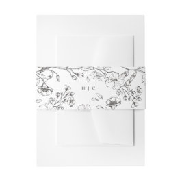 Monogram Classic Botanical Florals Wedding Einladungsbanderole