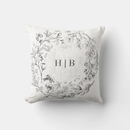 Monogram Classic Botanical Florals Wedding Kissen