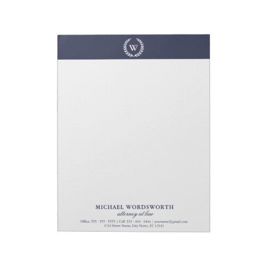 Monogram Classic Elegant Beruflich A4 Notepad Notizblock (Rotiert)