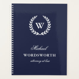 Monogram Classic Elegant Beruflich Blue Planner Planer
