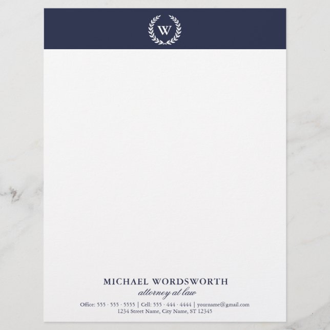 Monogram Classic Elegant Beruflich Letterhead Briefkopf (Vorderseite)