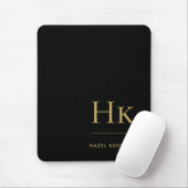 Monogram Classic Elegant Black Gold Initials Mousepad (Mit Mouse)