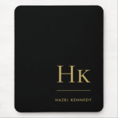Monogram Classic Elegant Black Gold Initials Mousepad (Vorne)