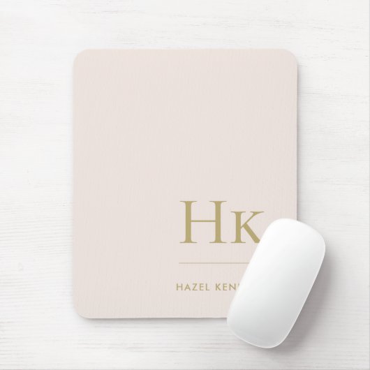 Monogram Classic Elegant Blush Pink Gold Initials Mousepad (Mit Mouse)