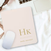 Monogram Classic Elegant Blush Pink Gold Initials Mousepad