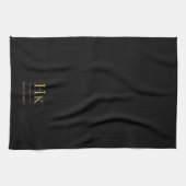 Monogram Classic Elegant Einfach Minimal Schwarzes Geschirrtuch (Horizontal)