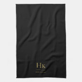 Monogram Classic Elegant Einfach Minimal Schwarzes Geschirrtuch (Vertikal)