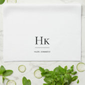 Monogram Classic Elegant Einfach Minimalistisch Wh Geschirrtuch (Gefaltet)
