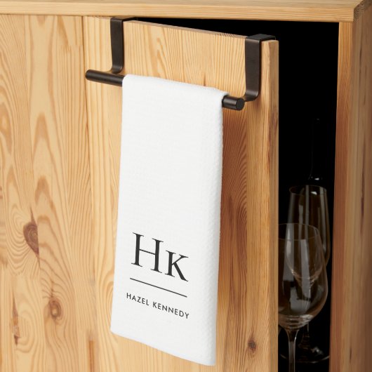 Monogram Classic Elegant Einfach Minimalistisch Wh Geschirrtuch (Drittel gefaltet)
