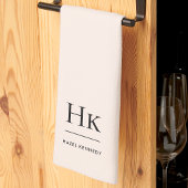 Monogram Classic Elegant Einfaches Minimal Blush Geschirrtuch