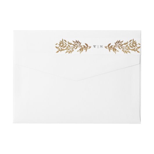 Monogram Classic Elegant Gold Botanische Hochzeit (Rückseite)
