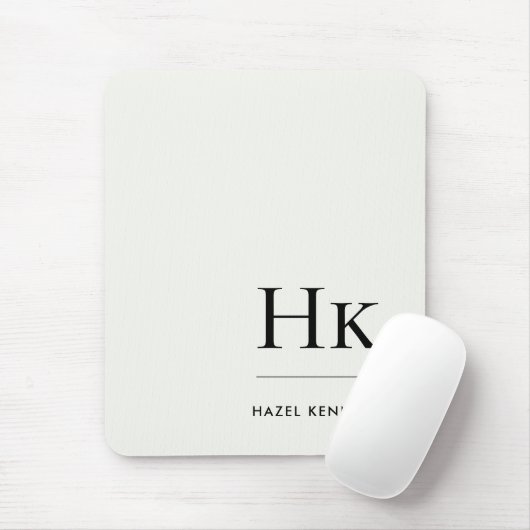 Monogram Classic Elegant Ivory White Initials Mousepad (Mit Mouse)