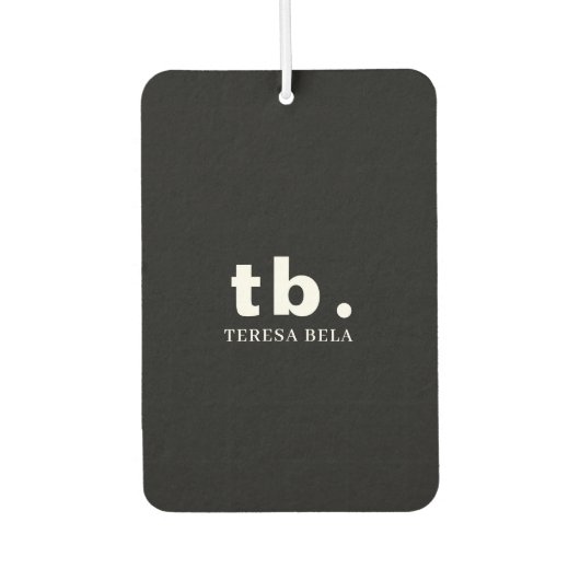 Monogram Classic Elegant Minimal Black and White Autolufterfrischer (Vorderseite)
