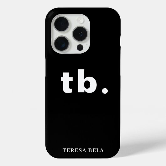 Monogram Classic Elegant Minimal Black and White Case-Mate iPhone Hülle (Rückseite)