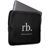 Monogram Classic Elegant Minimal Black and White Laptopschutzhülle (Vorne Rechts)
