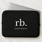 Monogram Classic Elegant Minimal Black and White Laptopschutzhülle