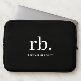Monogram Classic Elegant Minimal Black and White Laptopschutzhülle