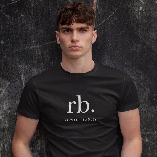 Monogram Classic Elegant Minimal Black T-Shirt