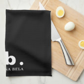 Monogram Classic Elegant Minimal Black & White Geschirrtuch (Viertel Falte)