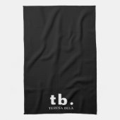 Monogram Classic Elegant Minimal Black & White Geschirrtuch (Vertikal)