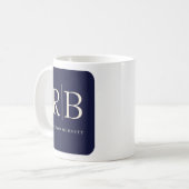 Monogram Classic Elegant Minimal Blue Creme Kaffeetasse (Vorderseite Links)