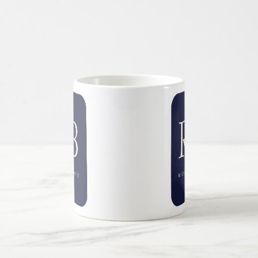 Monogram Classic Elegant Minimal Blue Creme Kaffeetasse (Mittel)