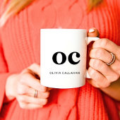 Monogram Classic Elegant Minimal Chic Schwarz-weiß Kaffeetasse