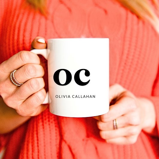 Monogram Classic Elegant Minimal Chic Schwarz-weiß Kaffeetasse