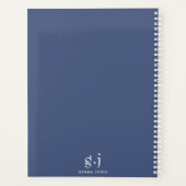 Monogram Classic Elegant Minimal Dusty Blue White Planer (Rückseite)
