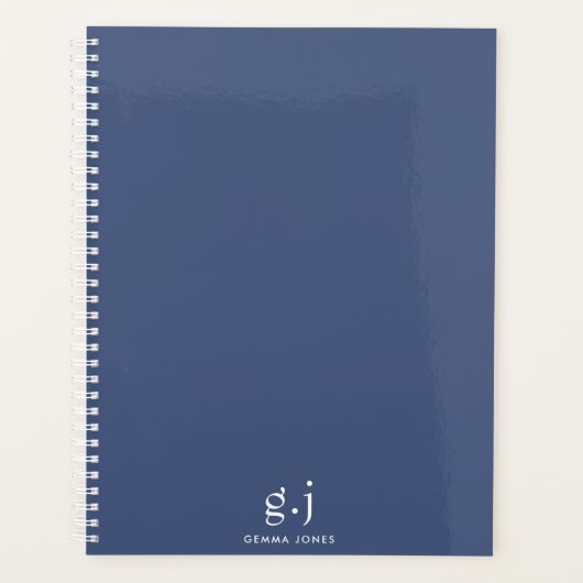 Monogram Classic Elegant Minimal Dusty Blue White Planer (Vorderseite)