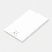 Monogram Classic Elegant Minimal Dusty Blue White Post-it Klebezettel (angewinkelt)